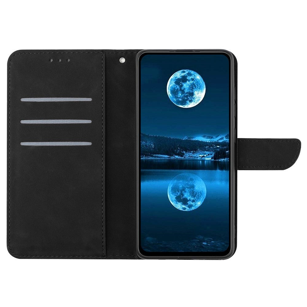 iPhone 15 Pro Max Läder Plånboksfodral med Rem - Linjemönster - Svart