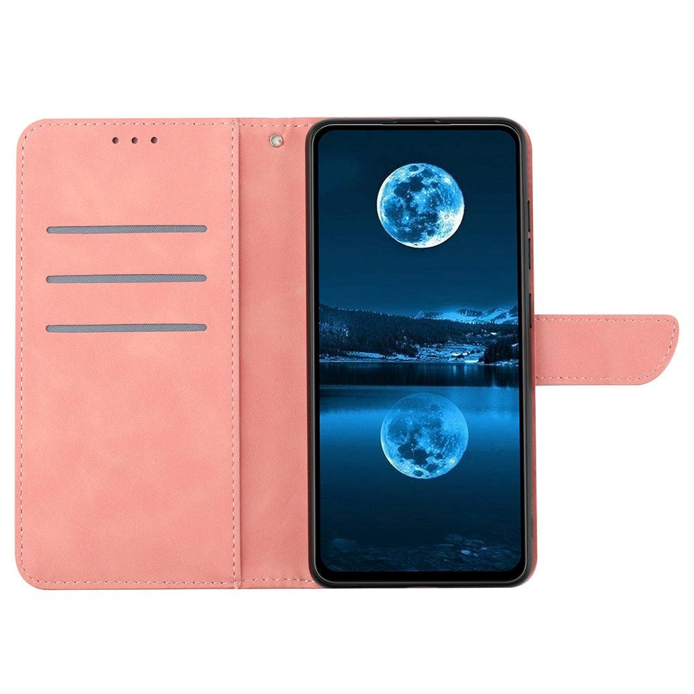 iPhone 15 Pro Max Läder Plånboksfodral med Rem - Linjemönster - Rosa