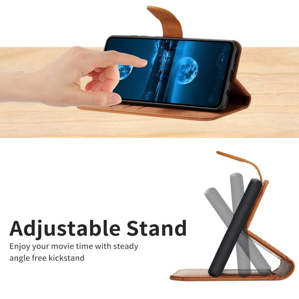 iPhone 15 Pro Max Läder Plånboksfodral med Rem - Linjemönster - Brun