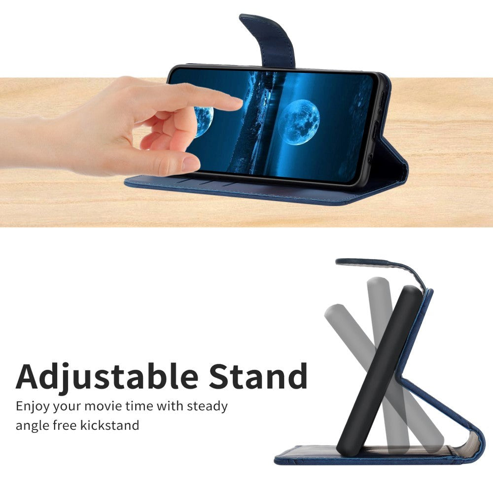 iPhone 15 Pro Max Läder Plånboksfodral med Rem - Linjemönster - Blå