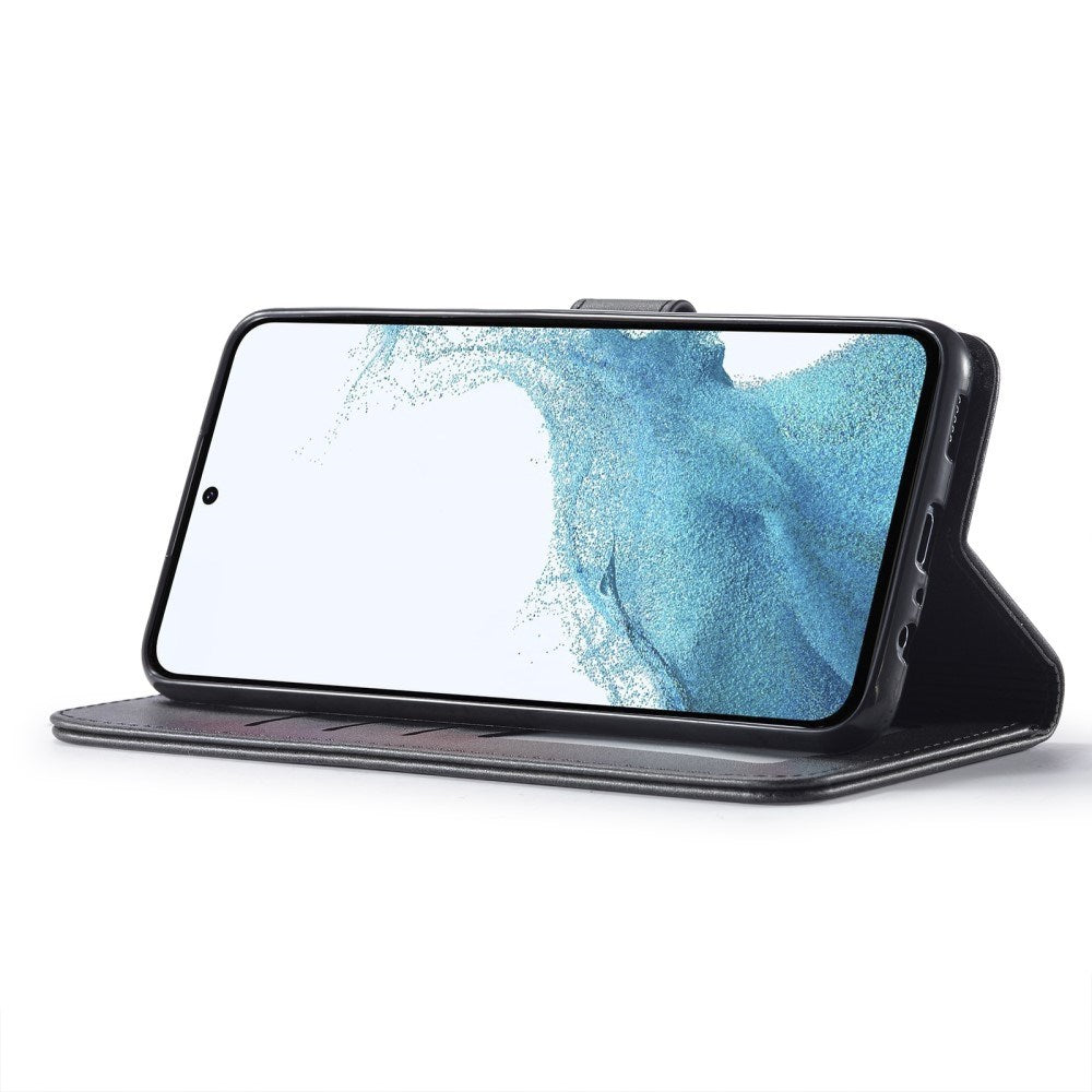 EIDERWOOD Samsung Galaxy S23 FE Konstläder Plånbokfordral med Stativ - Svart