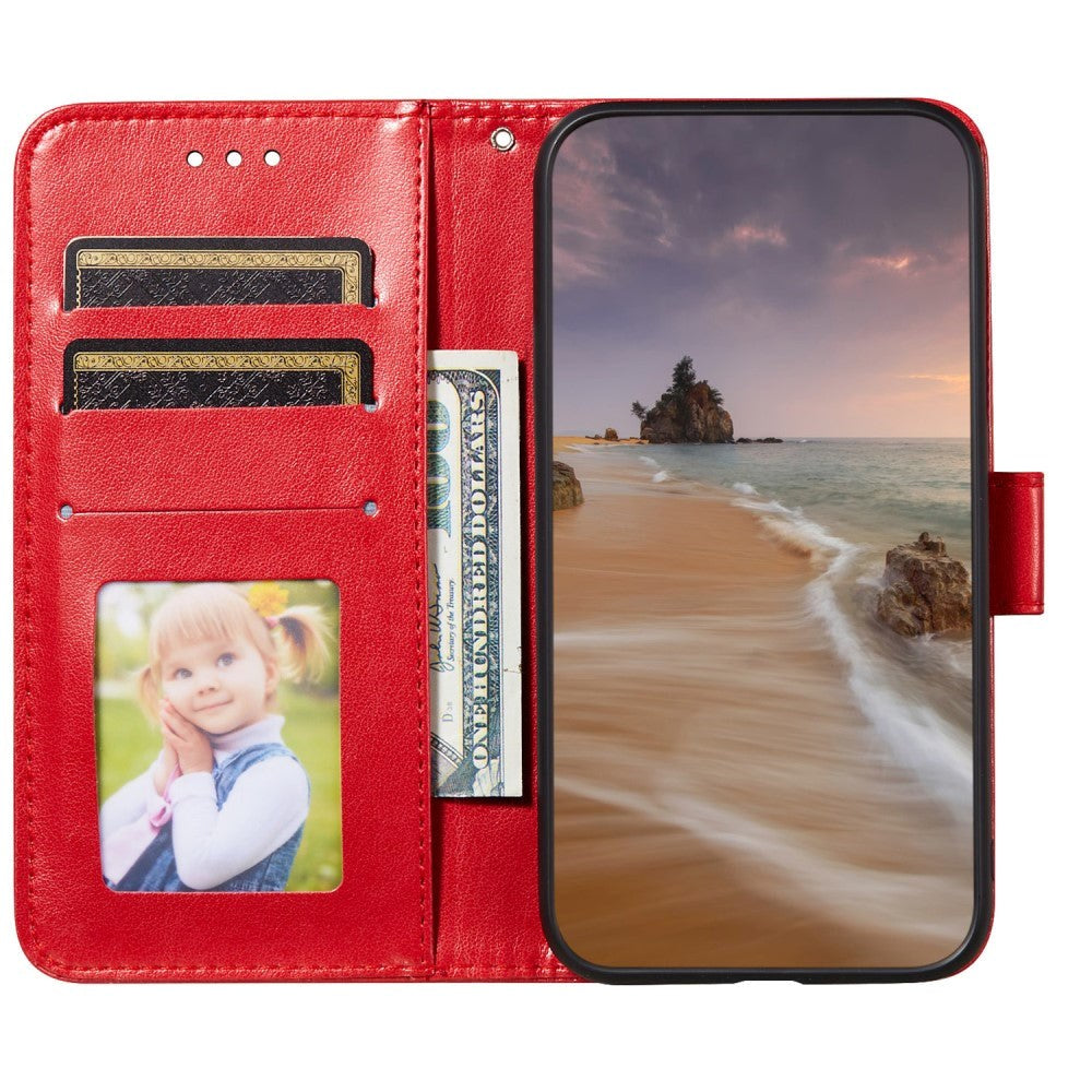 Xiaomi Redmi 12C Läder Fodral med Plånbok och Rem - Röd