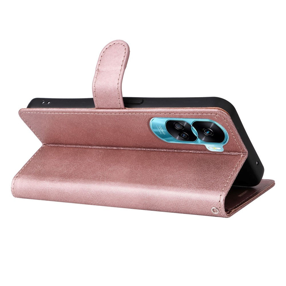Honor 90 Lite Läder Fodral m. Plånbok og Rem - Rose Gold