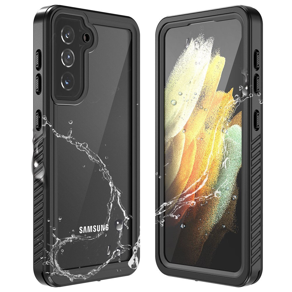 Samsung Galaxy S21 - Vattentätt Hybrid Skal m. Inbyggt Skärmskyddsfilm - Genomskinlig / Svart