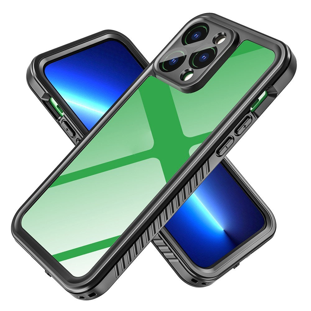 iPhone 14 Pro Max IP68 Damm- & Vattentätt Skal - Genomskinlig / Svart