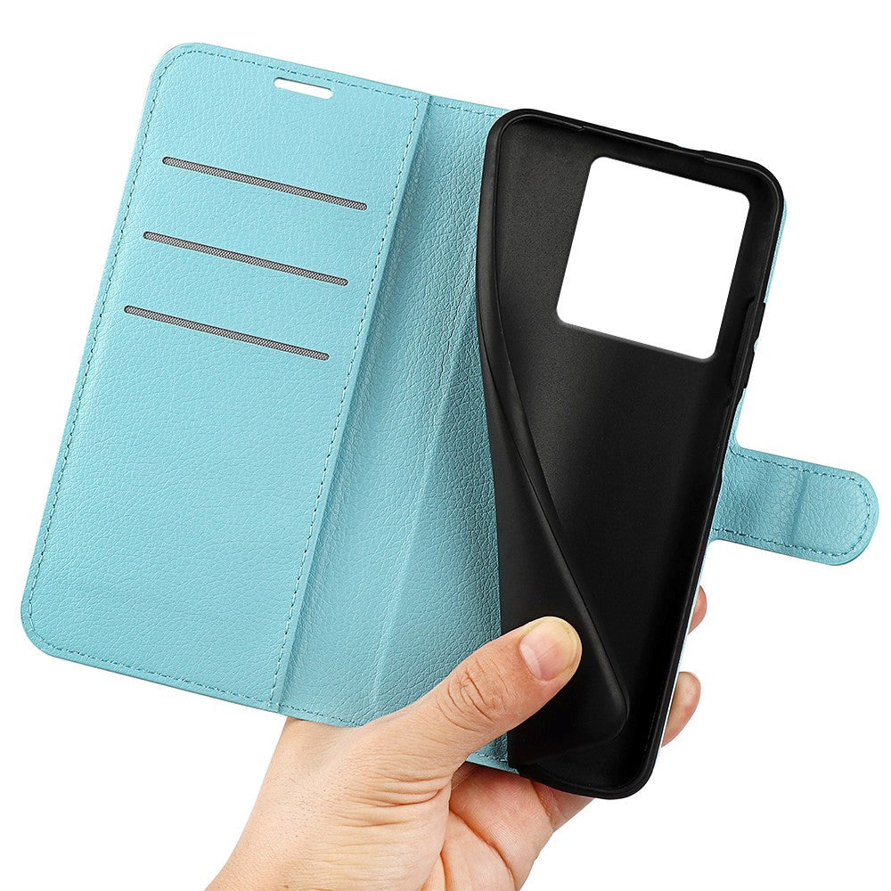 Xiaomi 13T / 13T Pro Litchi Plånboksfodral m. Imitationsläder - Blå