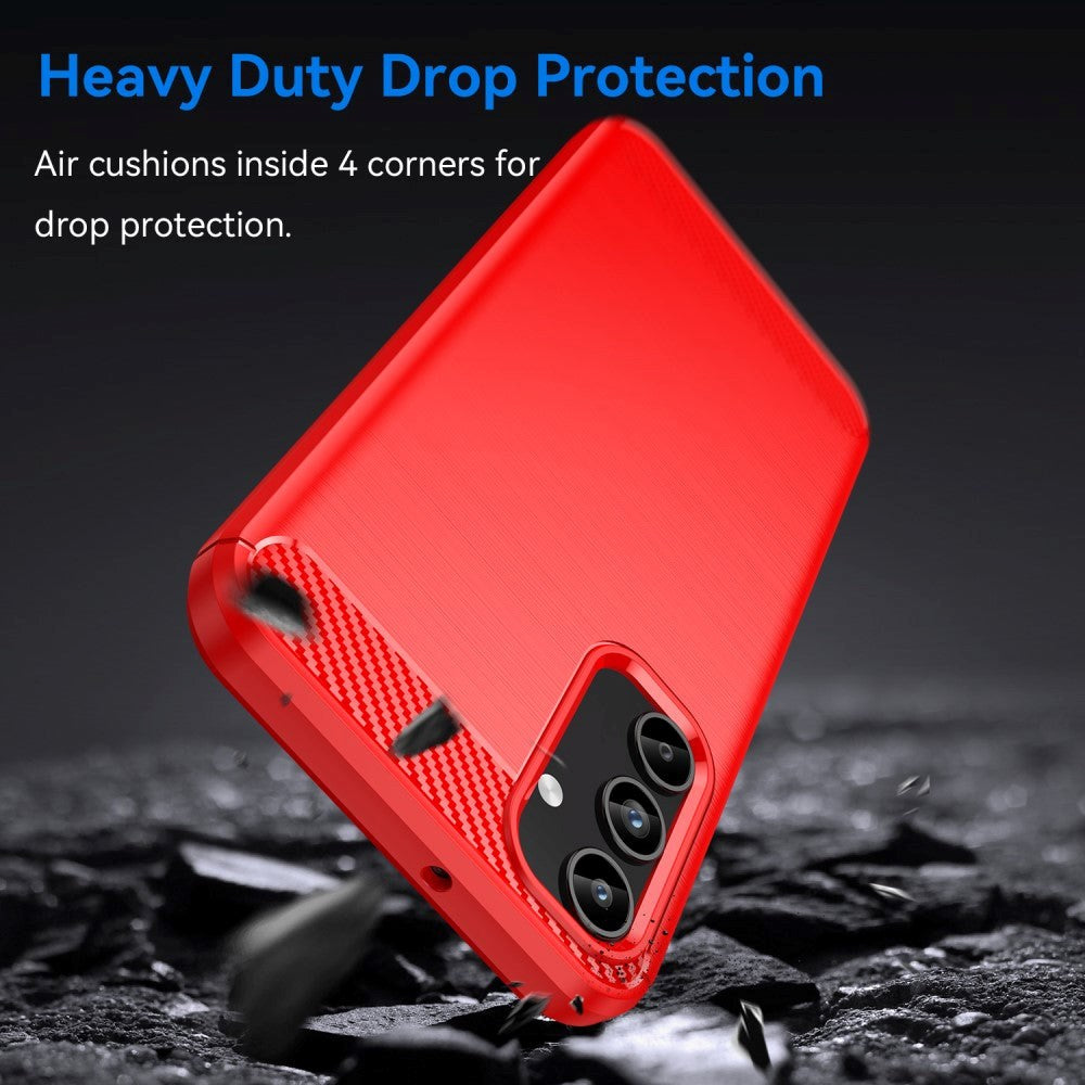 Samsung Galaxy A15 (5G) / A15 Brushed Carbon Fiber Skal - Röd