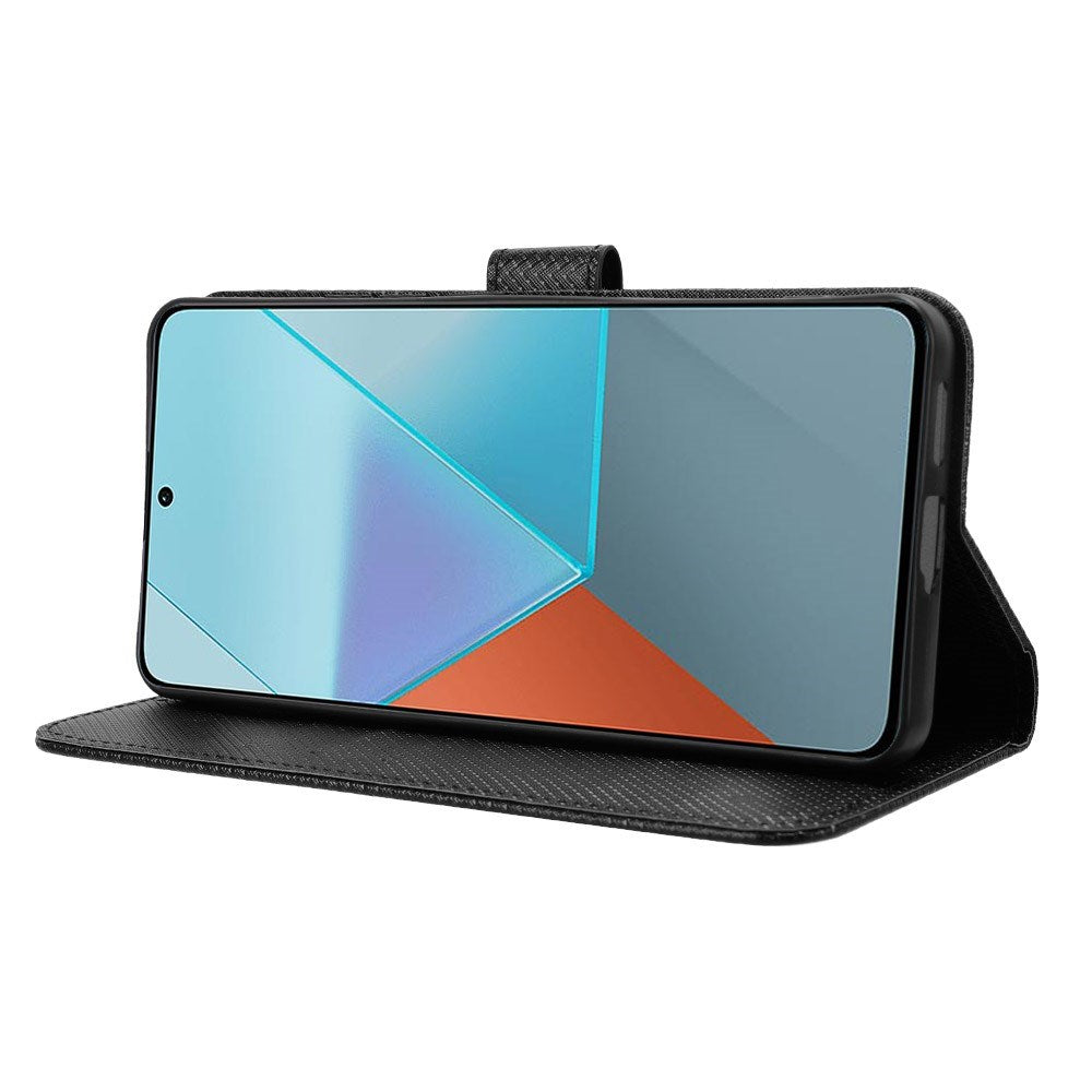 EIDERWOOD Xiaomi Redmi Note 13 Pro (5G) / Poco X6 Läder Flip Fodral med Rem & Textur - Svart