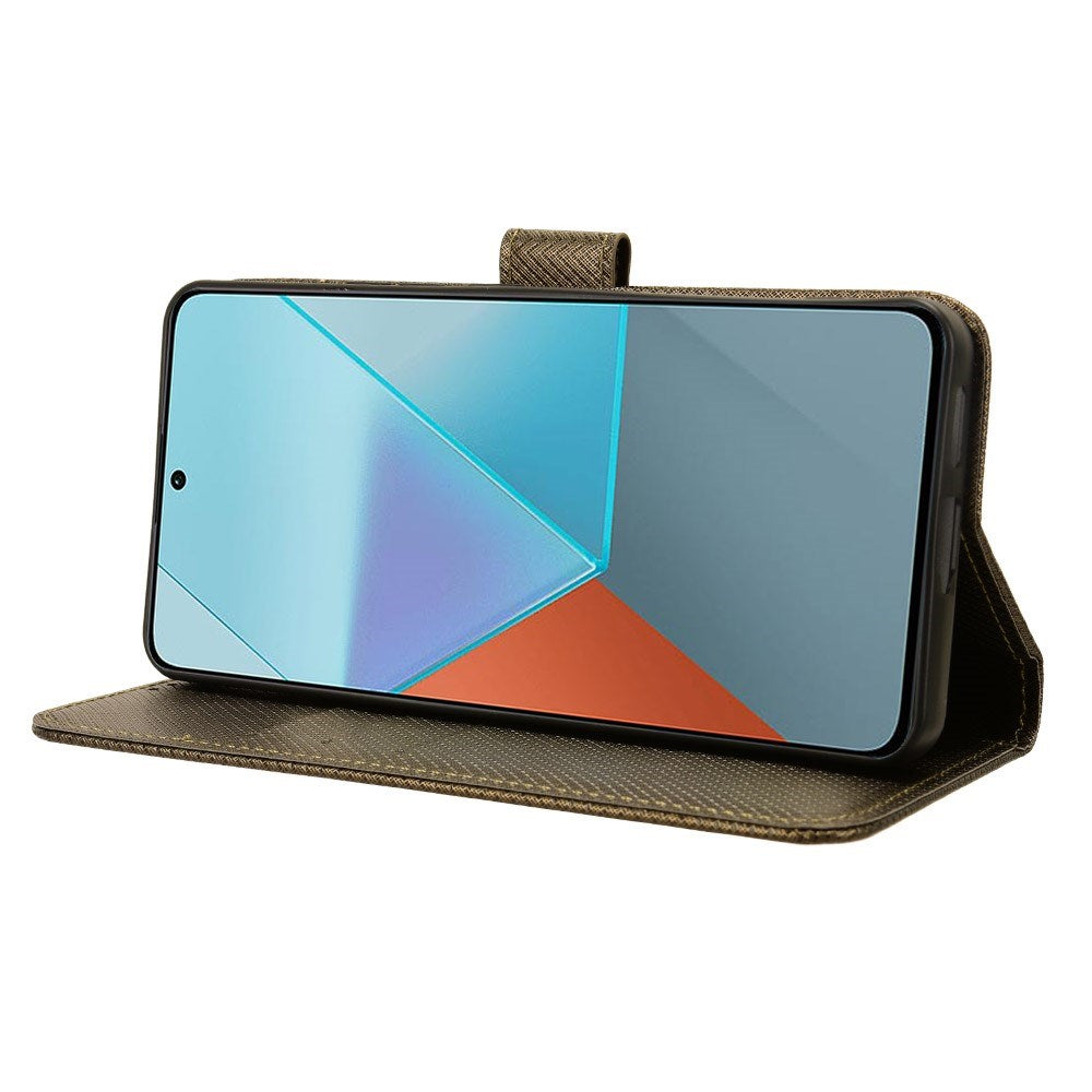 EIDERWOOD Xiaomi Redmi Note 13 Pro (5G) / Poco X6 Läder Flip Fodral med Rem & Textur - Brun