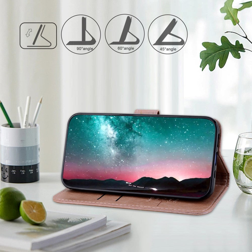 Samsung Galaxy A05s Konstläder Plånboksfodral m. Stativ - Rose Gold