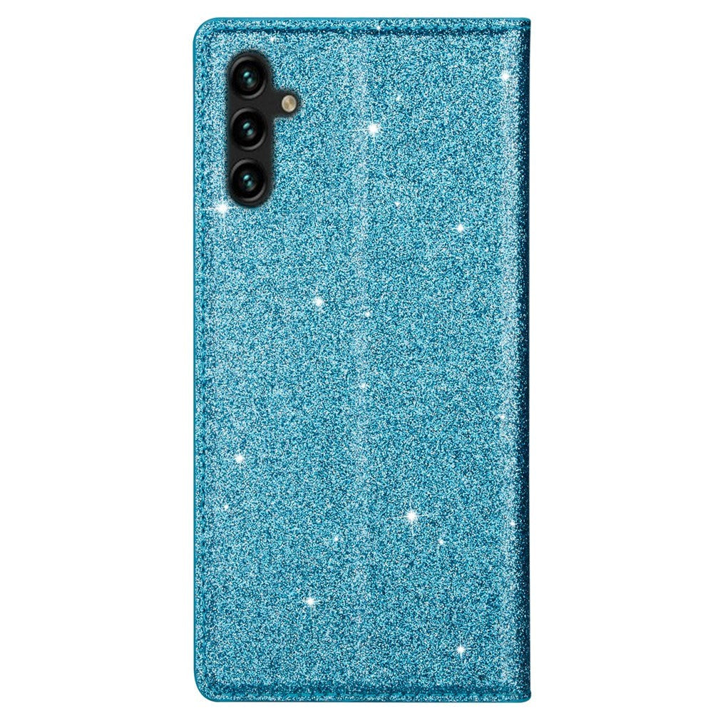 Samsung Galaxy A15 (5G) / A15 Läder Flip Fodral med Plånbok - Glitter - Blå