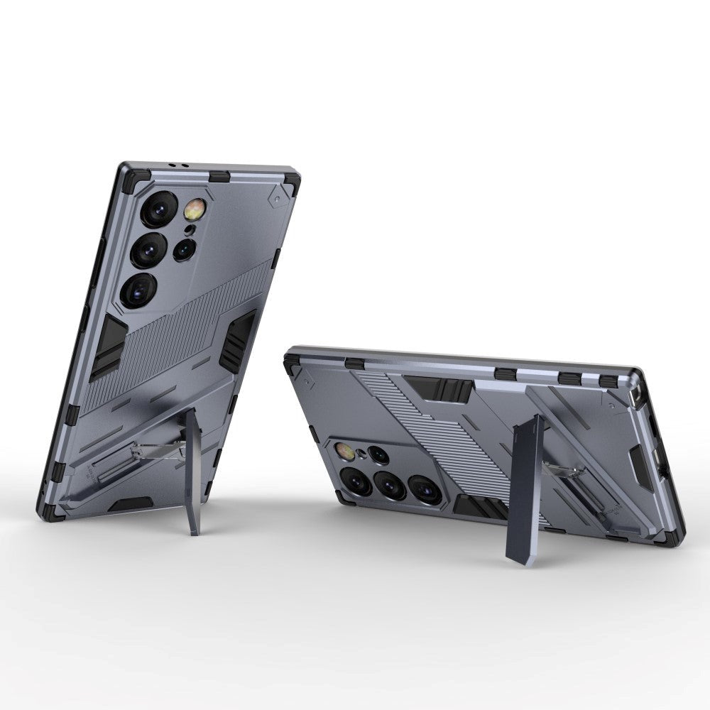 Samsung Galaxy S24 Ultra Hybrid Tåligt Skal med Stativfunktion - Grå
