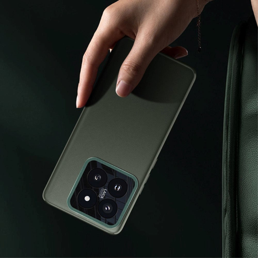 Xiaomi 14 Pro Läderklädd Plastsida med Inbyggt Kameraskydd - Grön