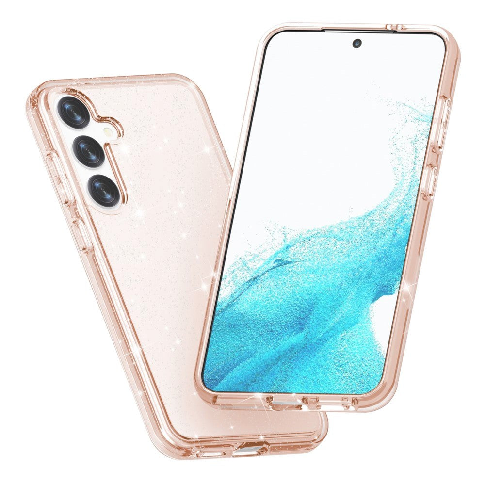Samsung Galaxy S24 Hybrid Plast Skal - Rose Gold Glitter
