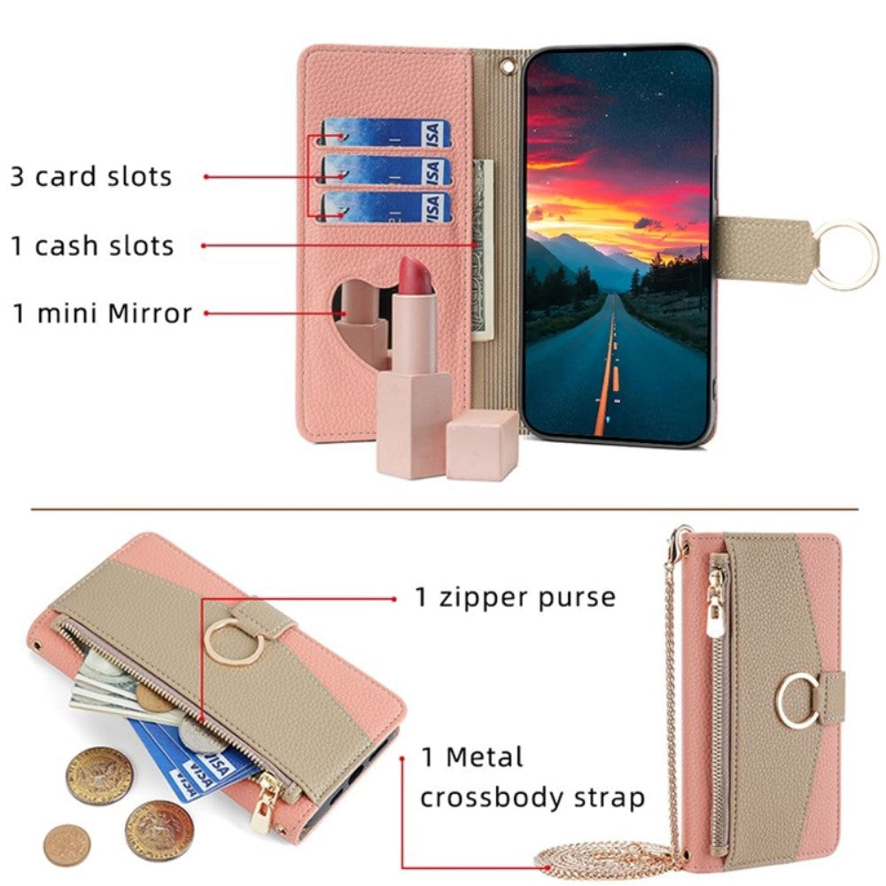 iPhone SE (2022 / 2020) / 8 / 7 Läder 2-i-1 Flip-Fodral med Plånbok & Crossbody-Väska funktion - Rosa