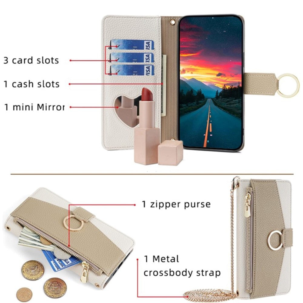 iPhone SE (2022 / 2020) / 8 / 7 Läder 2-i-1 Flip-Fodral med Plånbok & Crossbody-Väska funktion - Creme