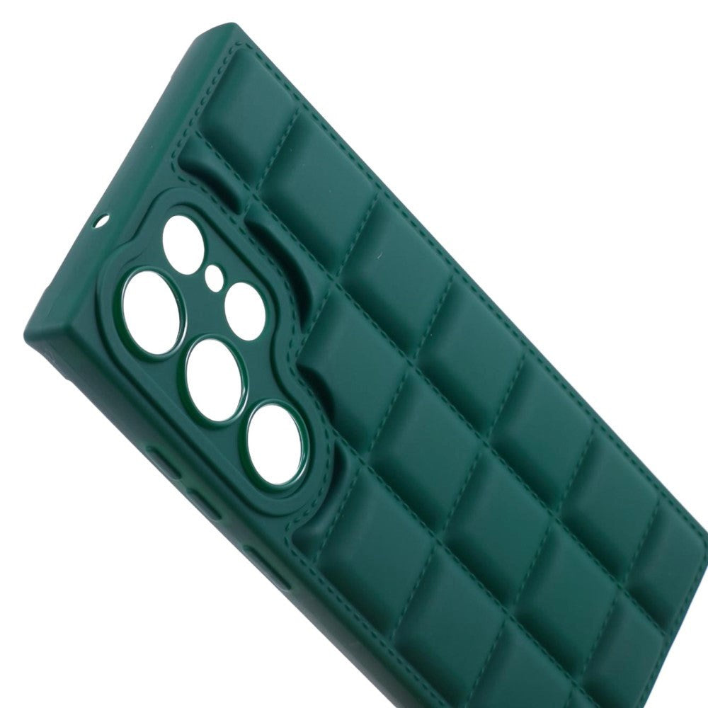 Samsung Galaxy S24 Ultra Flexibelt Plast Skal med Jackastruktur - Grön