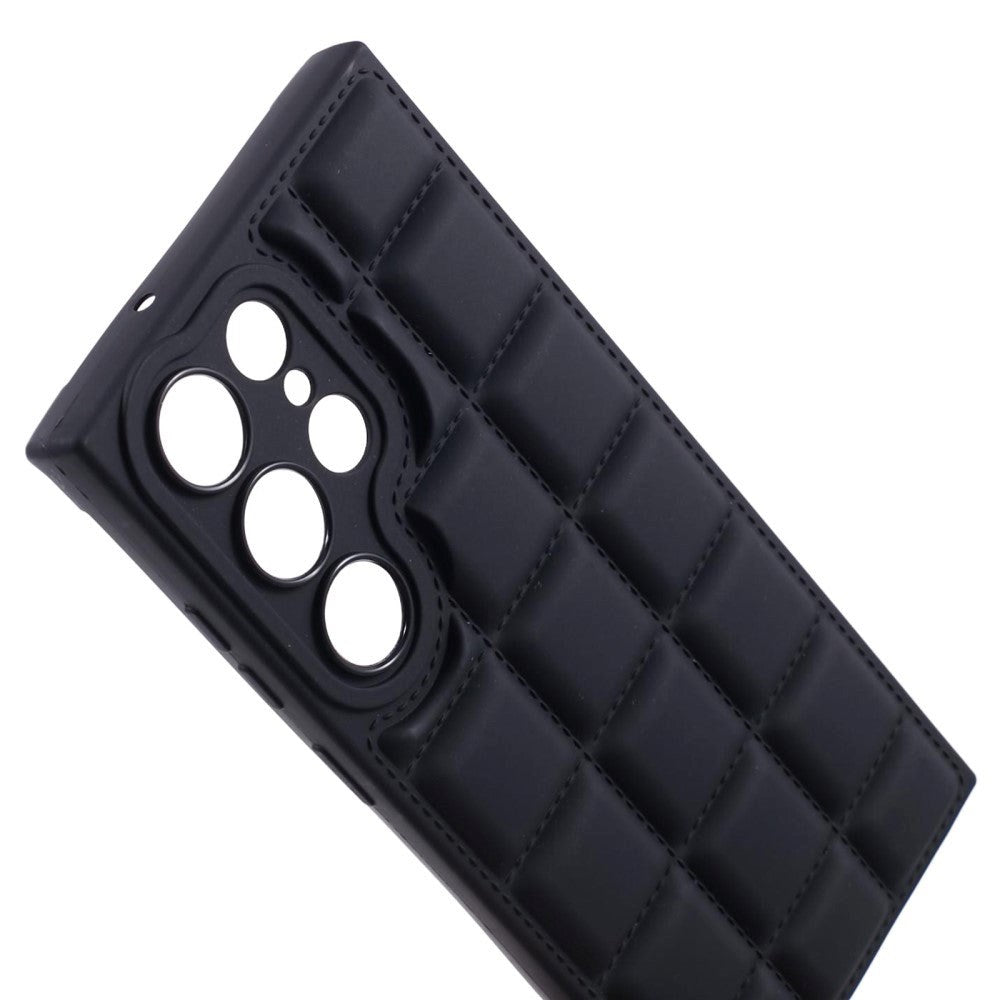 Samsung Galaxy S24 Ultra Flexibelt Plast Skal med Jackastruktur - Svart