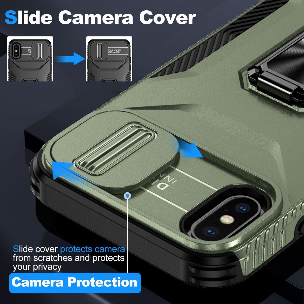 EIDERWOOD iPhone X / XS Tåligt Skal med Magnetisk Stativfunktion och Camslider - Grön