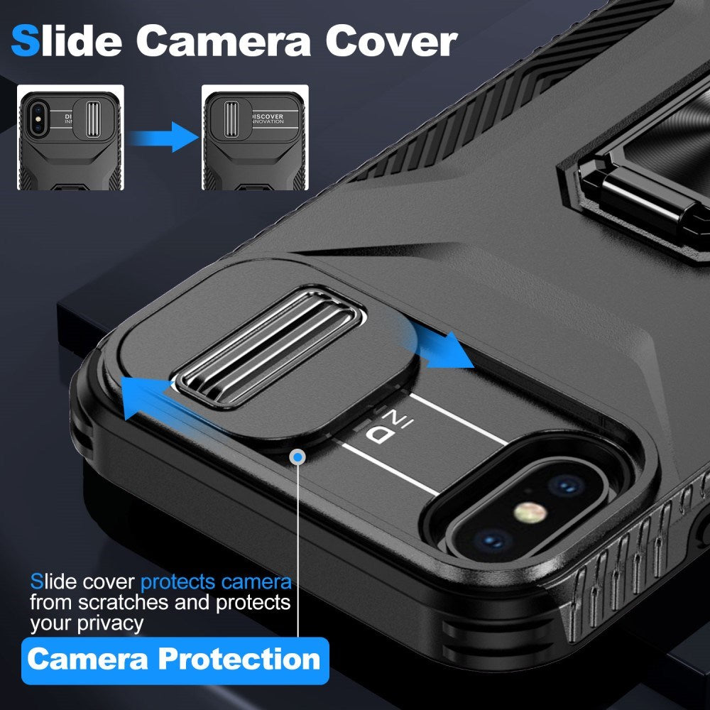 EIDERWOOD iPhone X / XS Tåligt Skal med Magnetisk Stativfunktion och Camslider - Svart