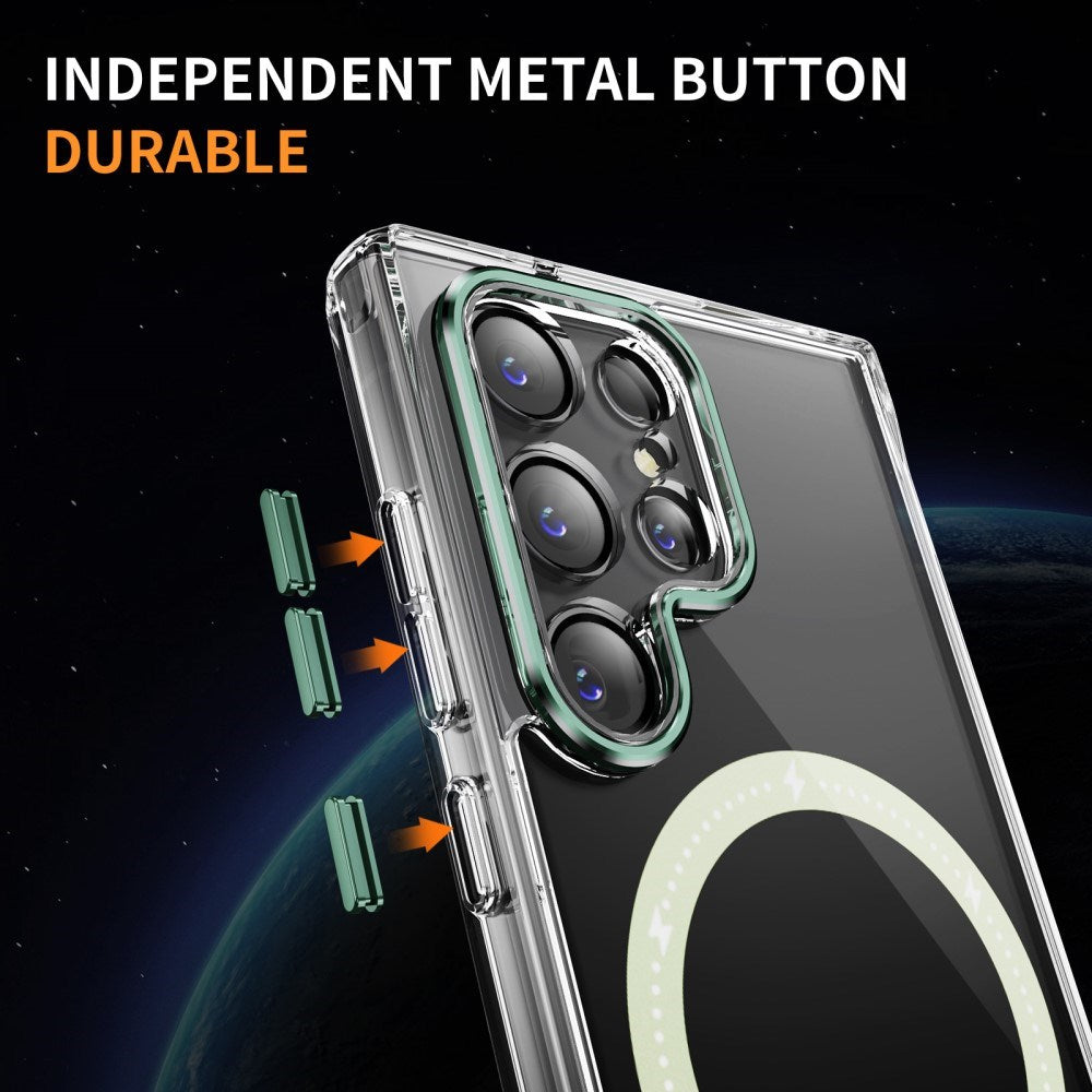 EIDERWOOD Samsung Galaxy S23 Ultra Hybrid Plast Skal - MagSafe Kompatibel - Genomskinlig / Grön