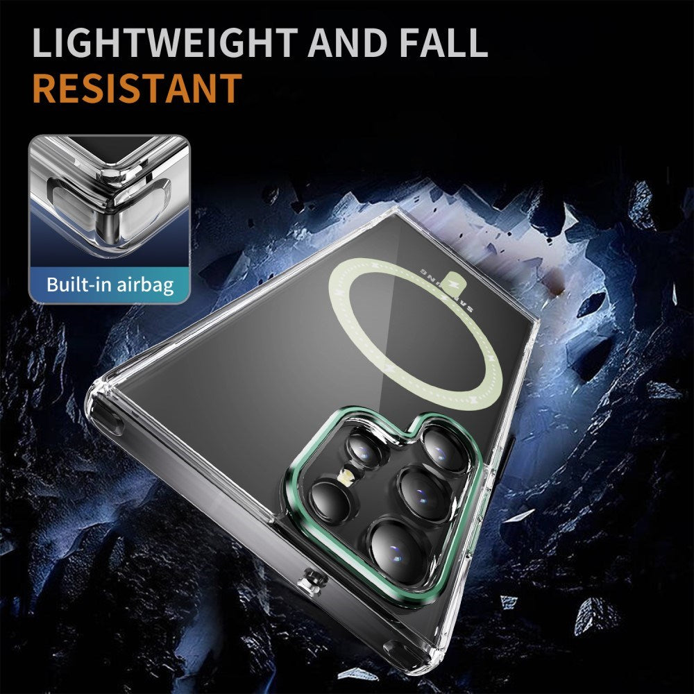 EIDERWOOD Samsung Galaxy S23 Ultra Hybrid Plast Skal - MagSafe Kompatibel - Genomskinlig / Grön