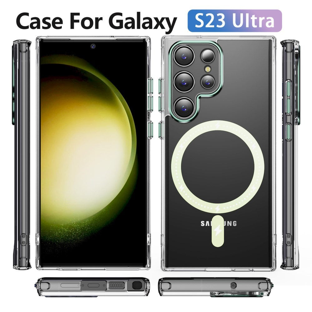 EIDERWOOD Samsung Galaxy S23 Ultra Hybrid Plast Skal - MagSafe Kompatibel - Genomskinlig / Grön