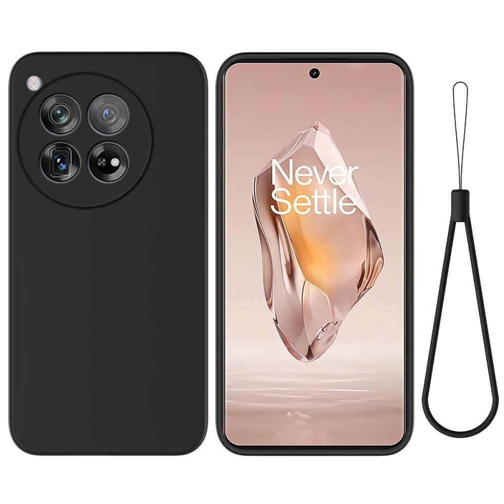 EIDERWOOD OnePlus 12R Liquid Silikon Skal med Rem - Svart