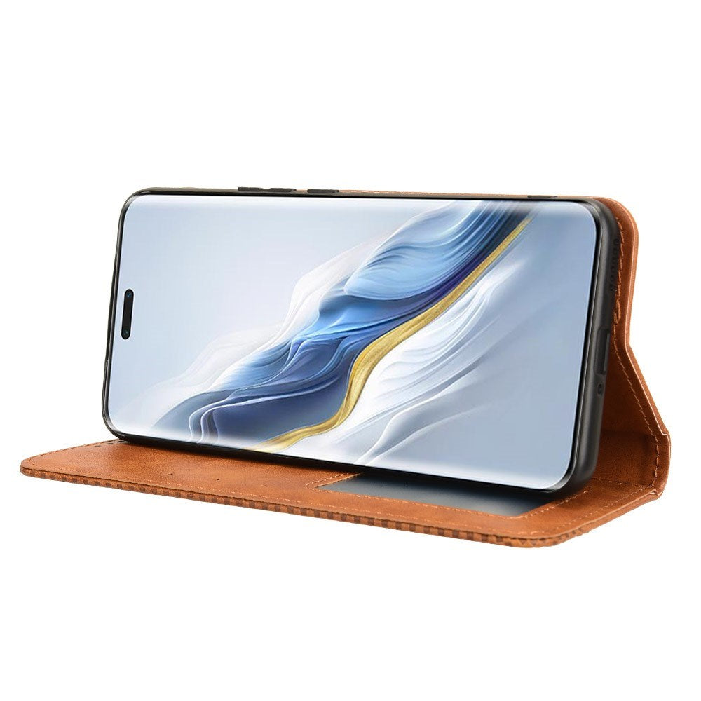 EIDERWOOD Honor Magic6 Pro (5G) Magnetiskt Konstläder Flip Fodral - Brun
