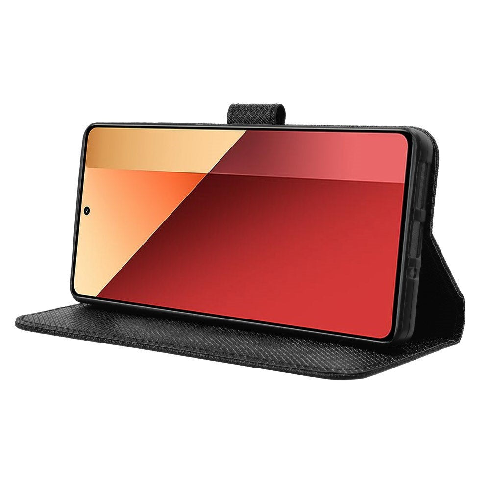 EIDERWOOD Xiaomi Redmi Note 13 Pro (4G) / Poco M6 Pro Läder Flip Fodral med Rem & Textur - Svart