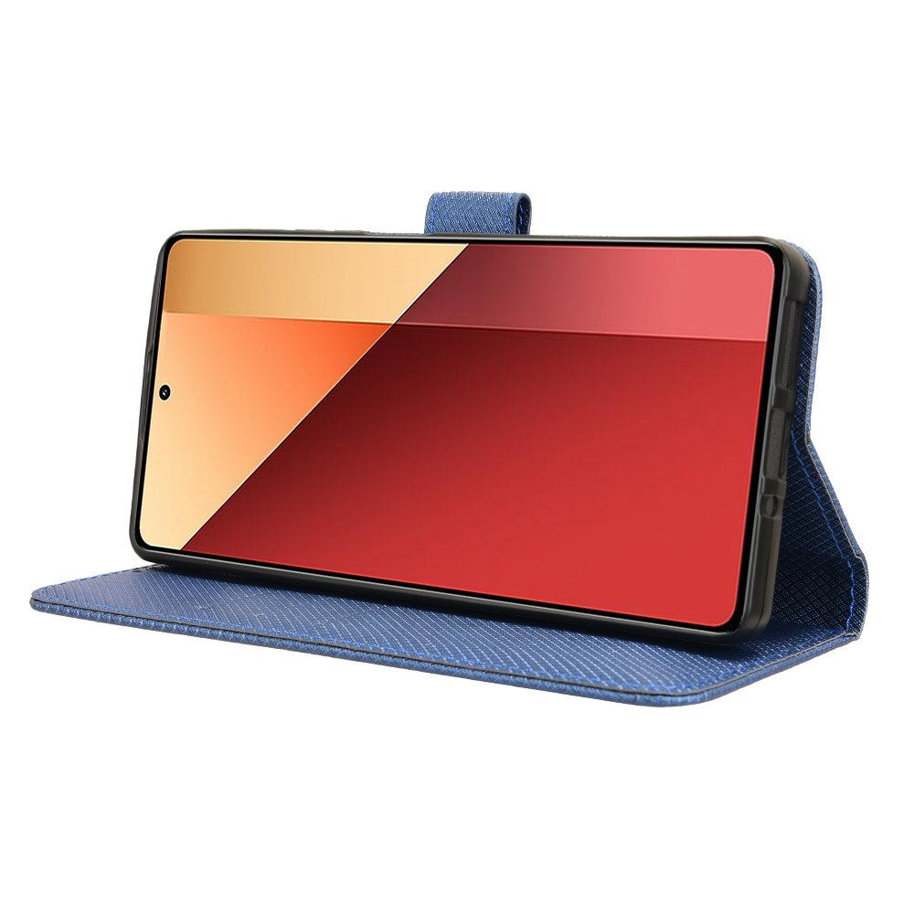 EIDERWOOD Xiaomi Redmi Note 13 Pro (4G) / Poco M6 Pro Läder Flip Fodral med Rem & Textur - Blå