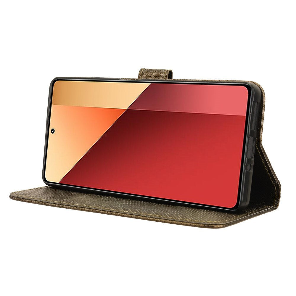 EIDERWOOD Xiaomi Redmi Note 13 Pro (4G) / Poco M6 Pro Läder Flip Fodral med Rem & Textur - Brun