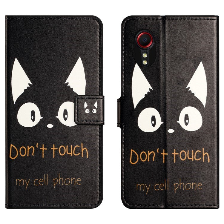 EIDERWOOD Samsung Galaxy Xcover 7 Fodral med Plånbok & Stativfunktion - "Don't Touch My Cellphone" Katt