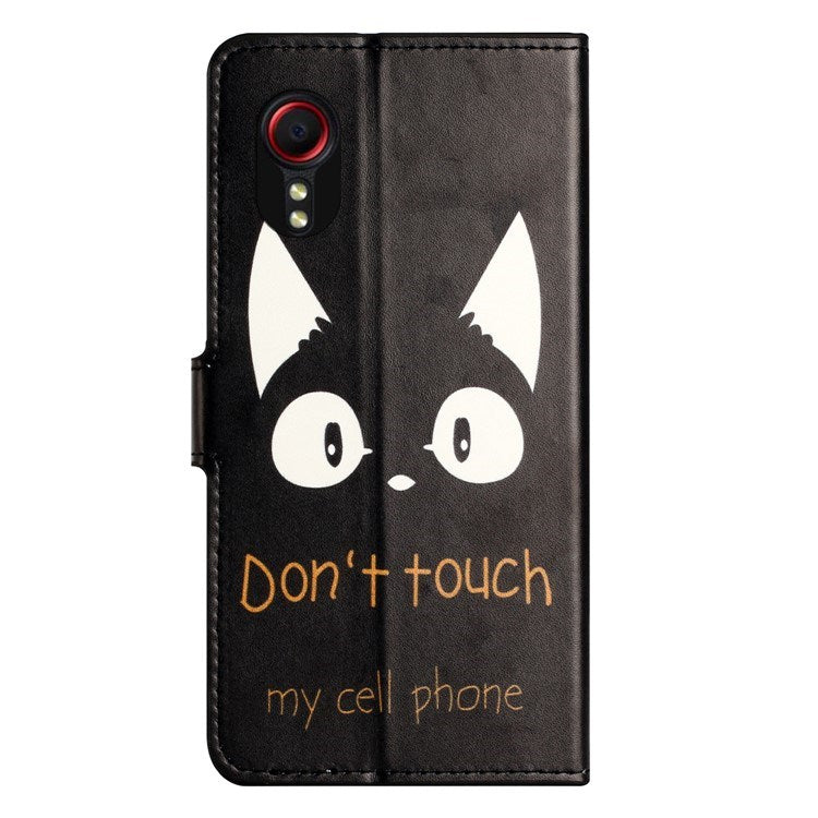 EIDERWOOD Samsung Galaxy Xcover 7 Fodral med Plånbok & Stativfunktion - "Don't Touch My Cellphone" Katt