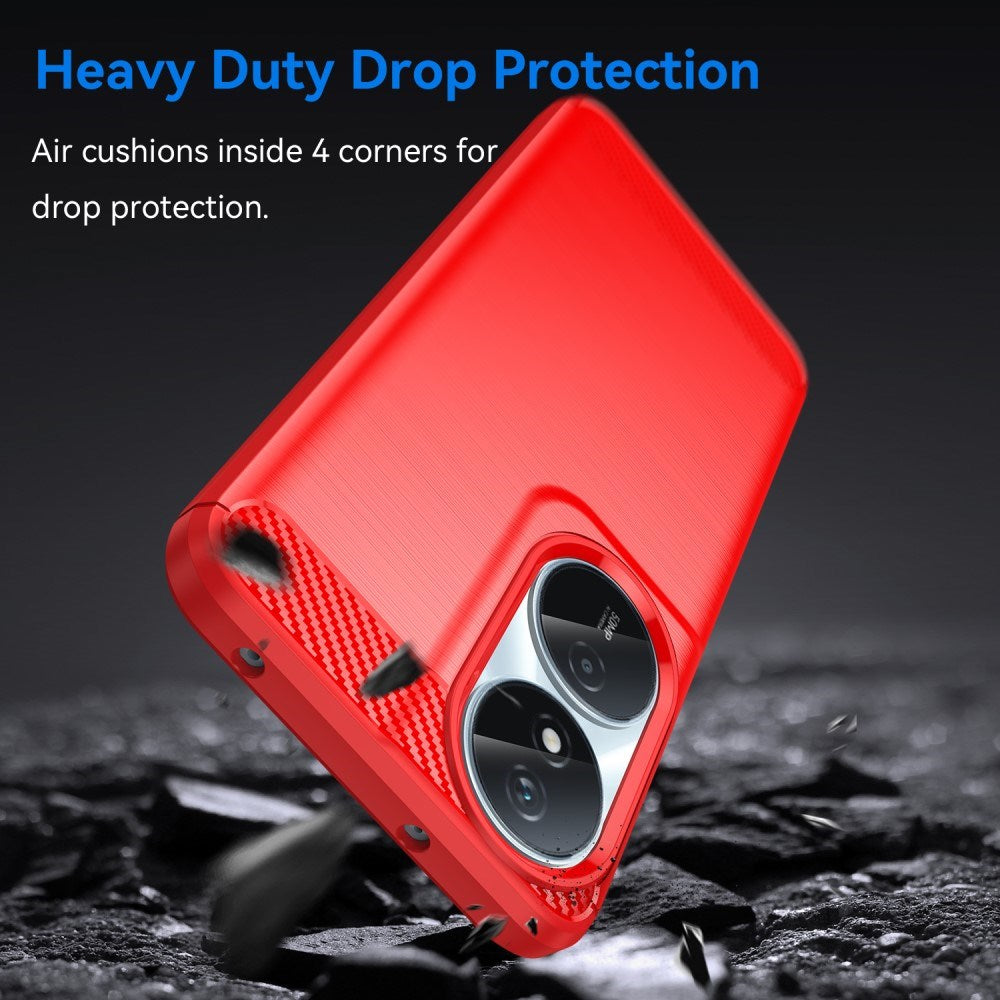 EIDERWOOD Honor X7b / 90 Smart Brushed Carbon Fiber Flexibelt Plast Skal - Röd