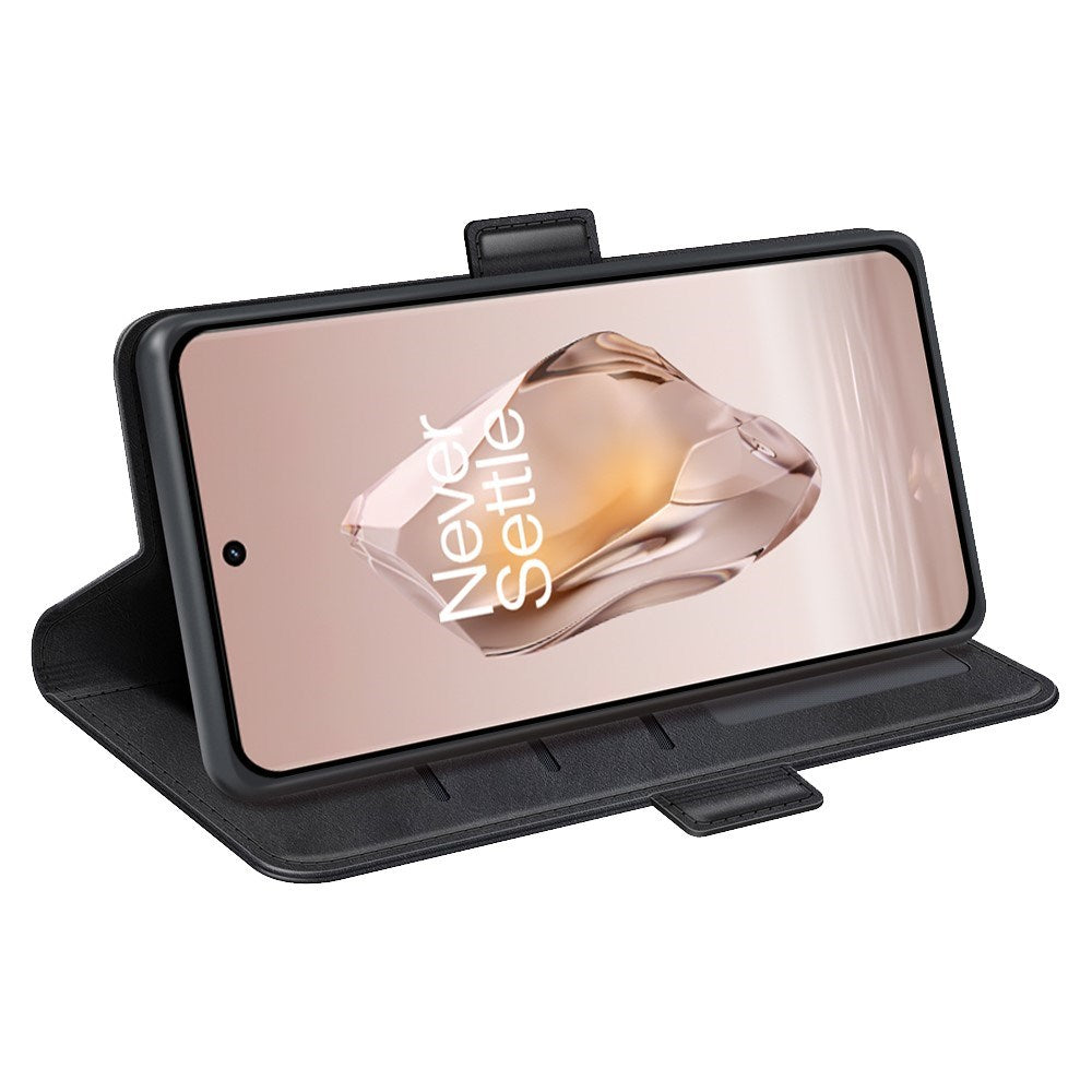 EIDERWOOD OnePlus 12R Konstläderfodral med Plånbok & Stativfunktion - Svart