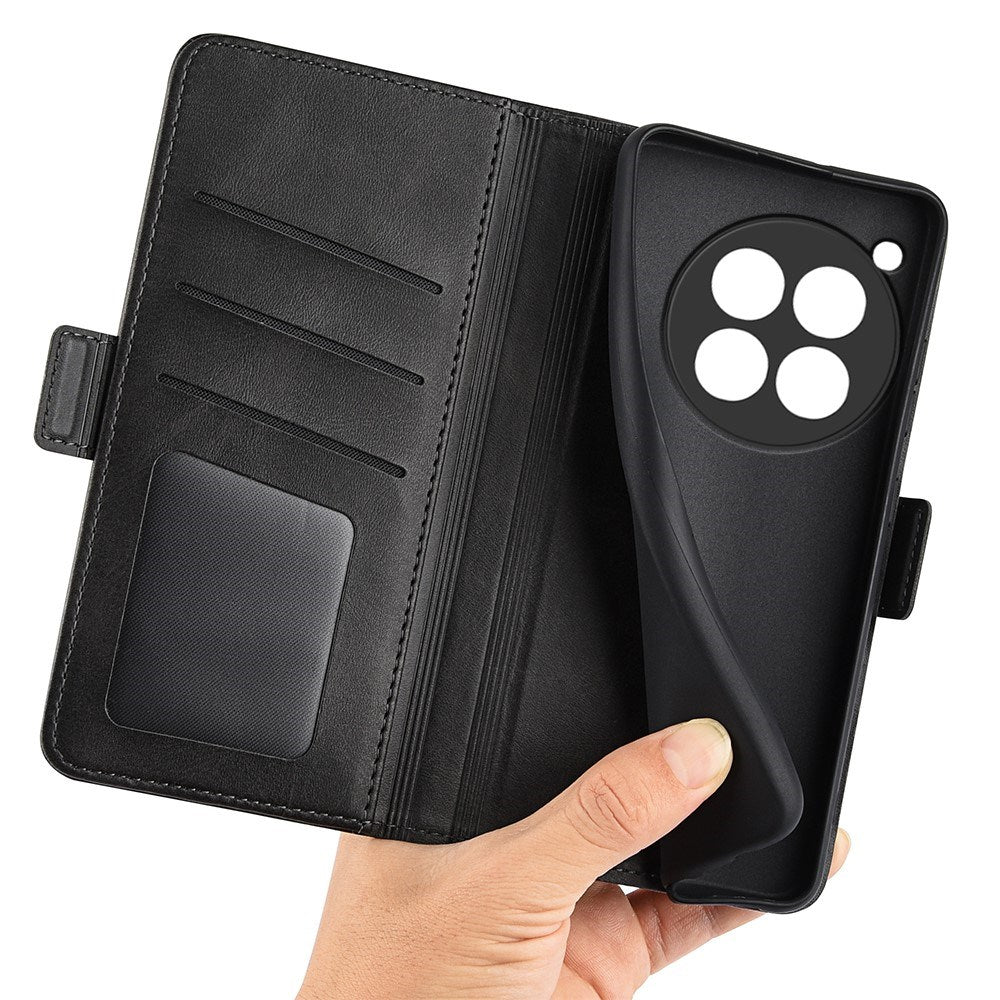 EIDERWOOD OnePlus 12R Konstläderfodral med Plånbok & Stativfunktion - Svart