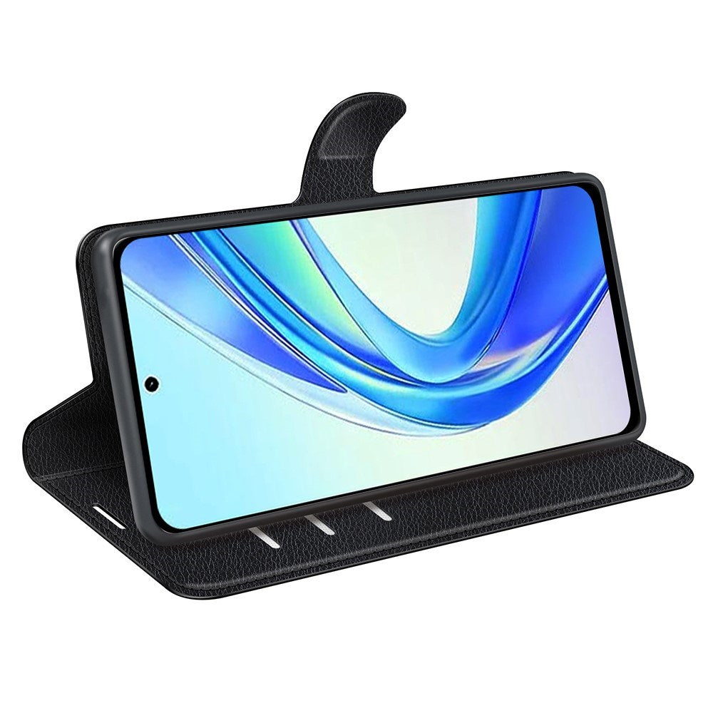 EIDERWOOD Honor X7b / 90 Smart Konstläder Flip Fodral m. Korthållare & Ställfunktion - Svart