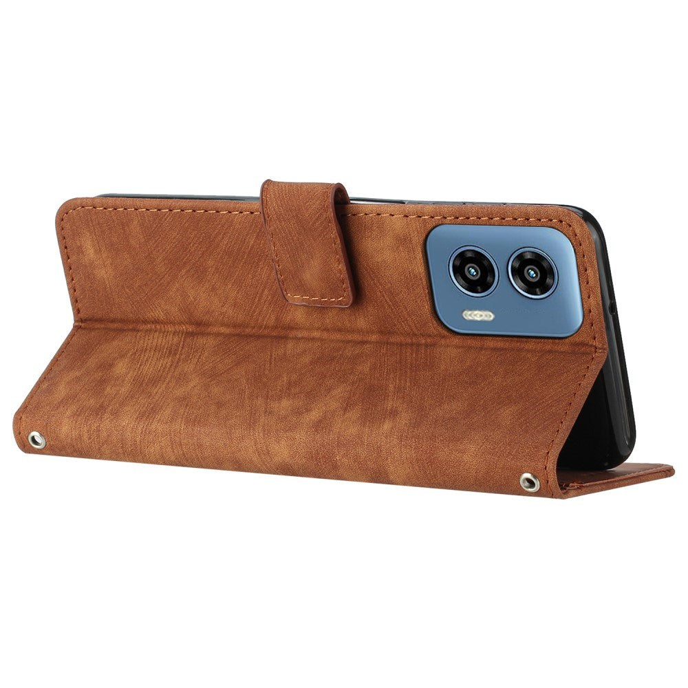 EIDERWOOD Motorola Moto G Play 5G (2024) Läder Plånboksfodral med Rem - Brun