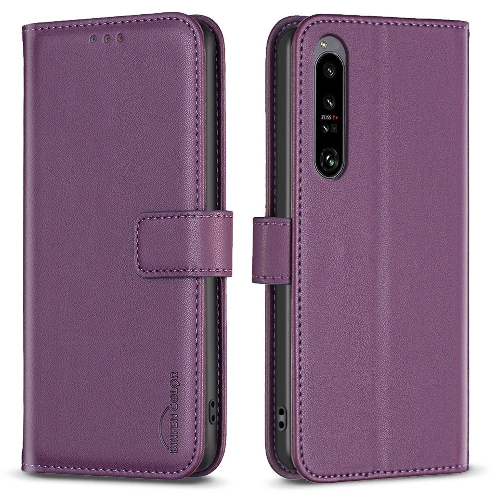 EIDERWOOD Sony Xperia 1 VI Konstläder Plånboksfodral med Ståfunktion & Korthållare - Mörklila