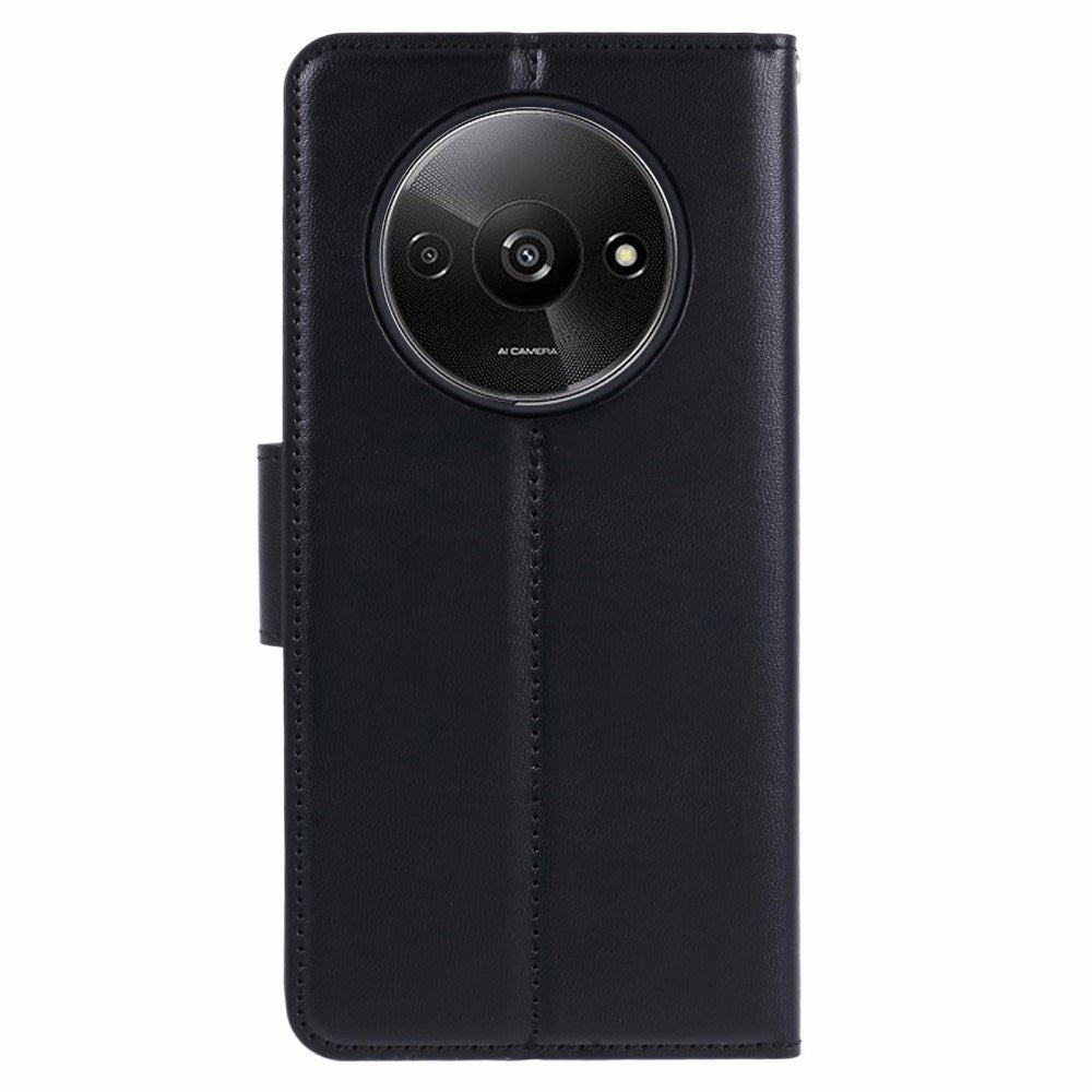 Xiaomi Redmi A3 Konstläder Fodral med Plånboks & Stativfunktion - Svart