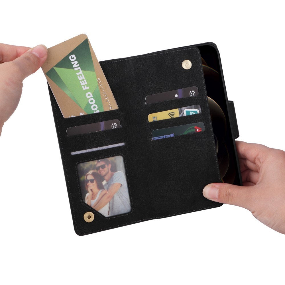 EIDERWOOD iPhone 12 Pro Max Fodral med Korthållare & Blixtlåsficka - Svart