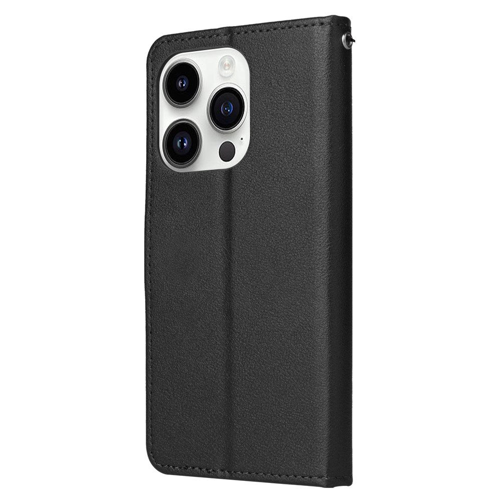 EIDERWOOD iPhone 14 Pro Max Konstläder Flip Fodral m. Rem - Svart