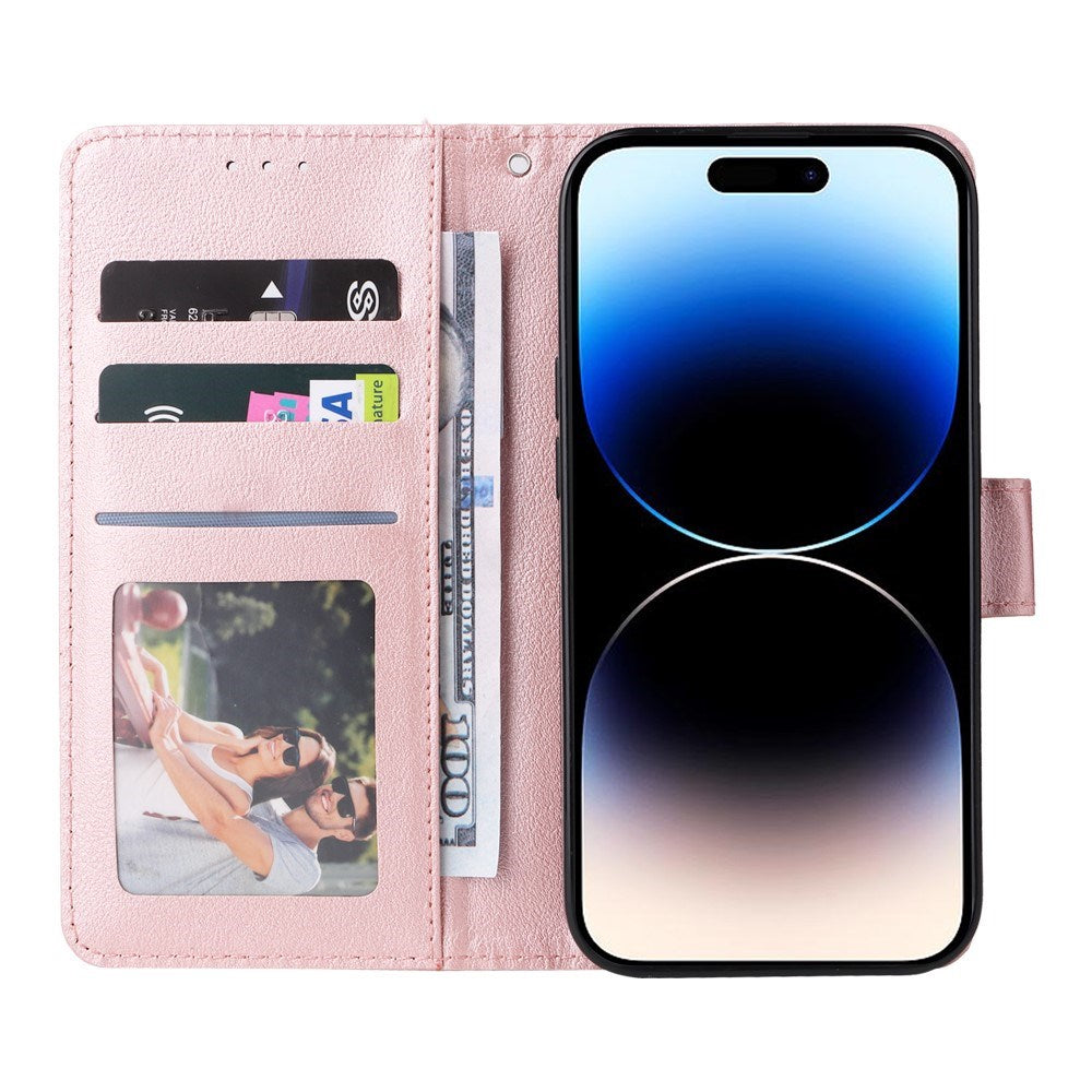 EIDERWOOD iPhone 14 Pro Max Konstläder Flip Fodral m. Rem - Rose Gold