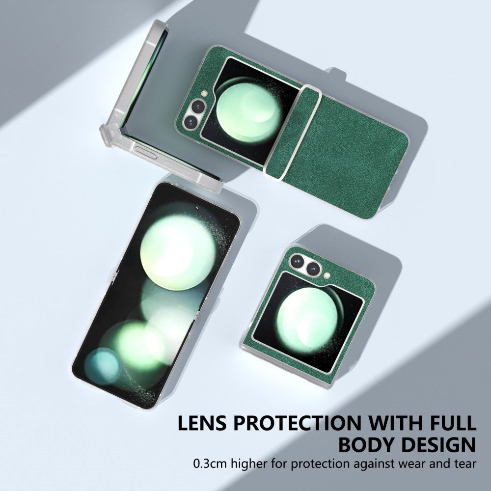 EIDERWOOD Samsung Galaxy Z Flip7 FE / Flip6 Läderklädd Plast Skal - Grön