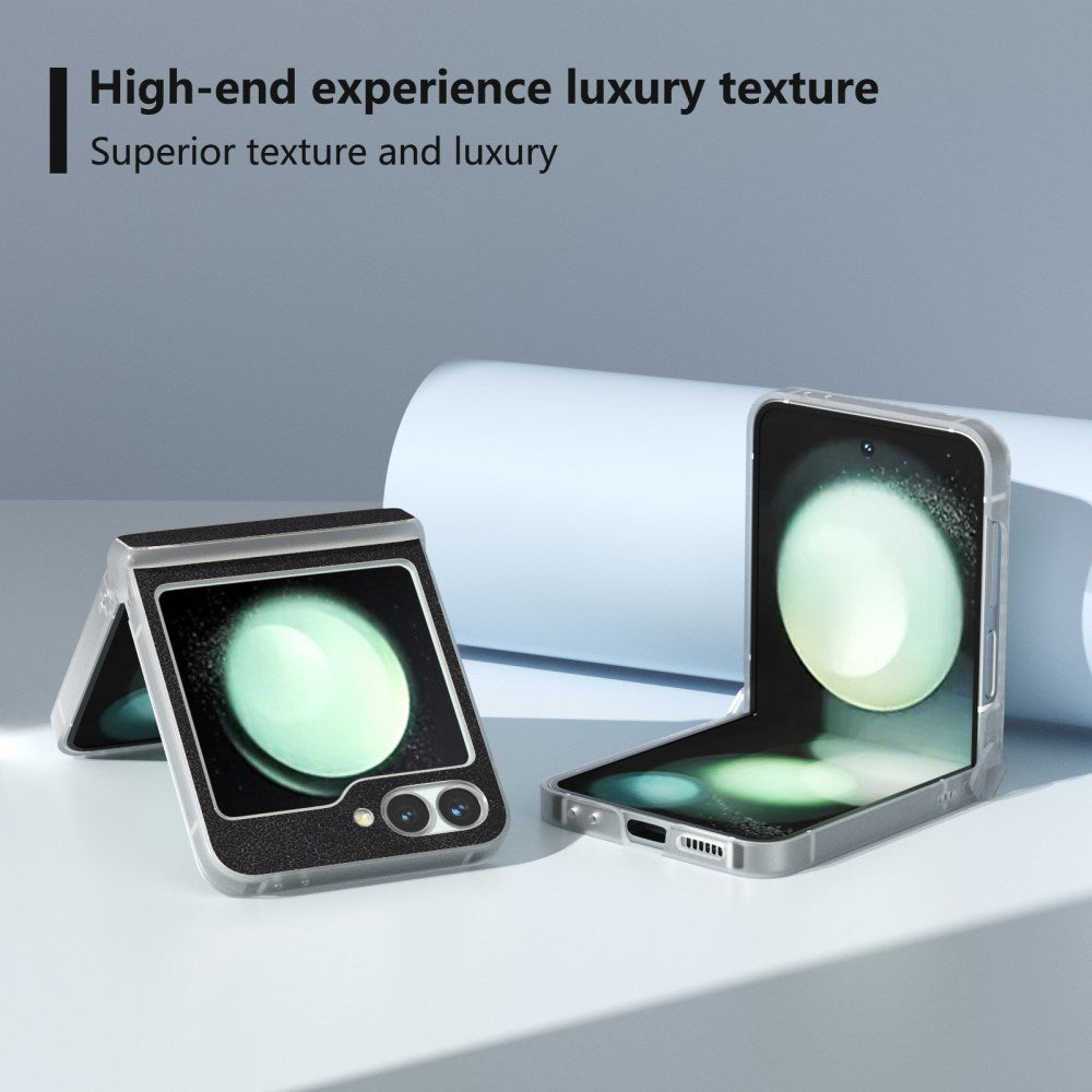 EIDERWOOD Samsung Galaxy Z Flip7 FE / Flip6 Läderklädd Plast Skal - Svart