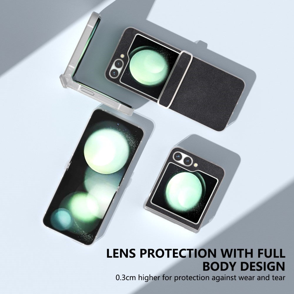 EIDERWOOD Samsung Galaxy Z Flip7 FE / Flip6 Läderklädd Plast Skal - Svart