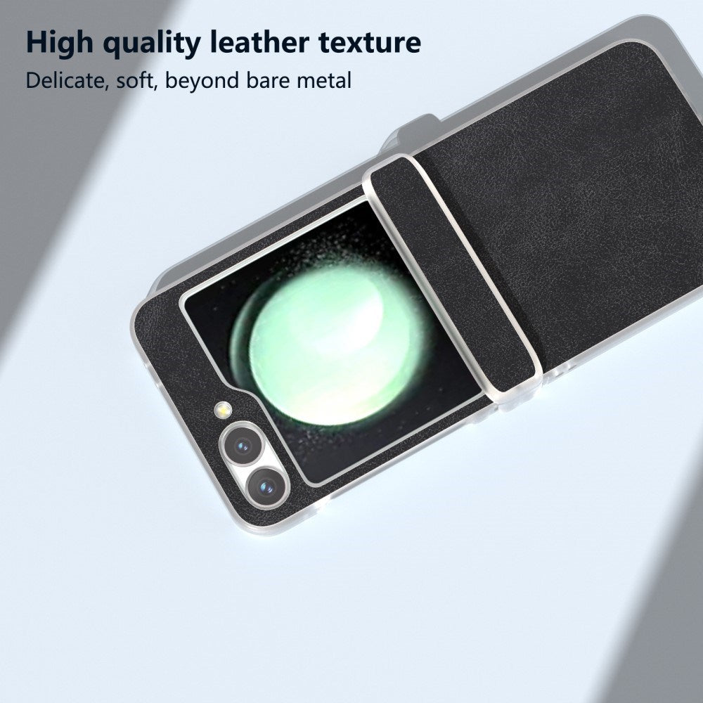 EIDERWOOD Samsung Galaxy Z Flip7 FE / Flip6 Läderklädd Plast Skal - Svart