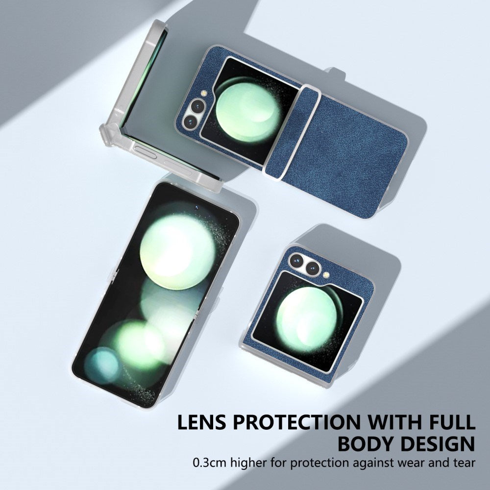 EIDERWOOD Samsung Galaxy Z Flip7 FE / Flip6 Läderklädd Plast Skal - Blå