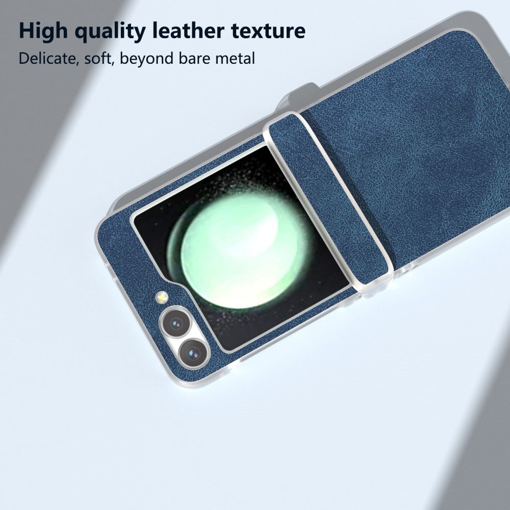 EIDERWOOD Samsung Galaxy Z Flip7 FE / Flip6 Läderklädd Plast Skal - Blå